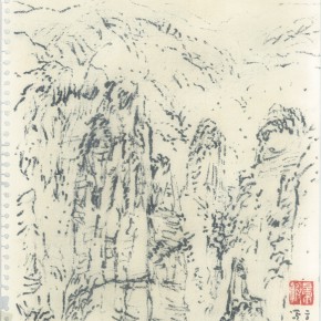 134 Sun Jingbo, “Zhangjiajie Huaping Mountain No.5”, soil color Marker pen on paper, 37 x 26 cm, 2007