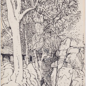 139 Sun Jingbo, “Landscape of Wukeshu Village of the Stone Forest”, pen on paper, 27 x 19 cm, 1980