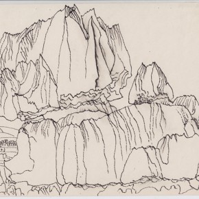 140 Sun Jingbo, “Portrait of the Odd Stones in the Stone Forest”, pen on paper, 19 x 27 cm, 1982