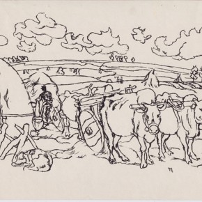 143 Sun Jingbo, “Gui Mountain in March”, pen on paper, 18 x 26 cm, 1982