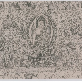 151 Sun Jingbo, “Dunhuang Mogao Grottoes in a Winter Day”, 40 x 56 cm, soil color Marker pen on paper, 40 x 56 cm, 2001