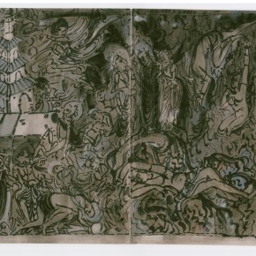 152 Sun Jingbo, “Xiangmobian (Story of Beating the Devils) of Northern Wei Dynasty, soil color Marker pen on paper, 28 x 40 cm, 2000
