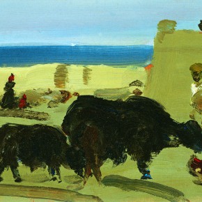 19 Sun Jingbo, “The Bank of Qinghai Lake”, oil on paper, 85 x 101.5 cm, 1979