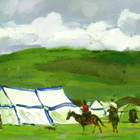 51 Sun Jingbo, “The Northern Tibet Plateau Pasture”, 13 x 18.2 cm, oil on paper, 1983