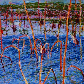 52 Sun Jingbo, “Ruined Lotus and Sunset”, oil on canvas, 75 x 115 cm, 1995