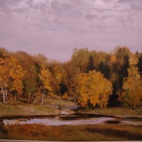 53 Sun Jingbo, “Suburban of Peterborough in the Golden Autumn”, oil painting, 70 x 90 cm, 1998