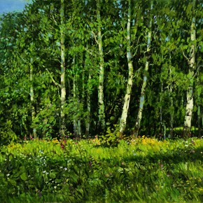 54 Sun Jingbo, “Birches on the Outskirts of Peterborough”, oil on canvas, 60 x 80 cm, 2004