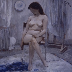85 Sun Jingbo, “A Female Nude in the Blue-Gray”, oil painting, 80 x 80 cm, 1988