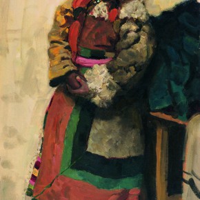 91 Sun Jingbo, “A Tibetan Girl in the Lamplight”, oil painting, 76 x 46 cm, 1979