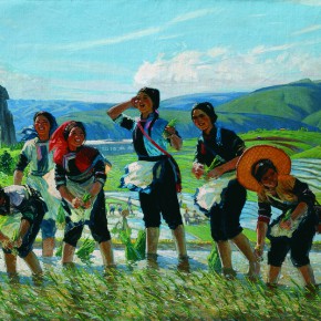 97 Sun Jingbo, “New A Xi’s Song”, oil on canvas, 135 x 215 cm, 1972