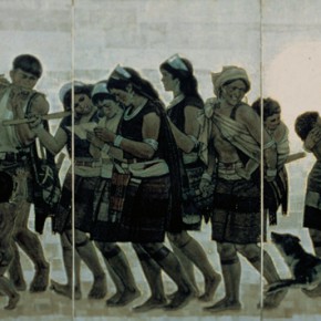 99 Sun Jingbo, “Awa Mountain People”, oil painting, 200 x 500 cm, 1980