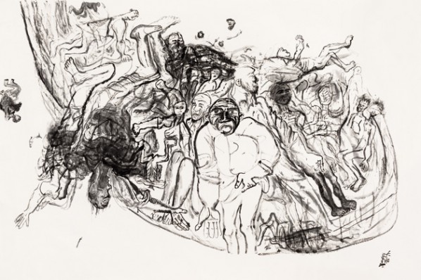 Liu Jin'an, A Big Boat Free and Unfettered, 2014; Ink on paper, 244x365cm