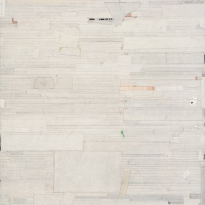 72 Liang Quan, “The Clear Stream with a Fishman Figure Two Pieces No.1”, ink, colors, rice paper collage on linen, 180 x 120 cm, 2006