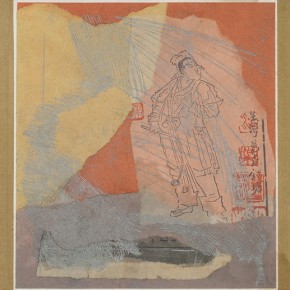 87 Liang Quan, “Salute to the Tradition”, copper plate, thin collage, 39 x 55 cm, 1982