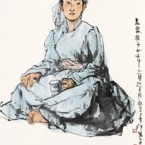 110 Li Yang, “Painting a Mongolian Girl”, 136 x 68 cm, 2002
