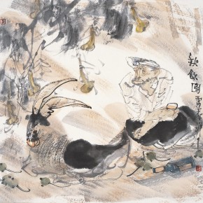 30 Li Yang, “Drinking in the Autumn Figure”, 68 x 68 cm, 2006