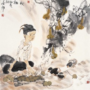 32 Li Yang, “Happiness of Autumn Harvest”, 136 x 68 cm, 2006