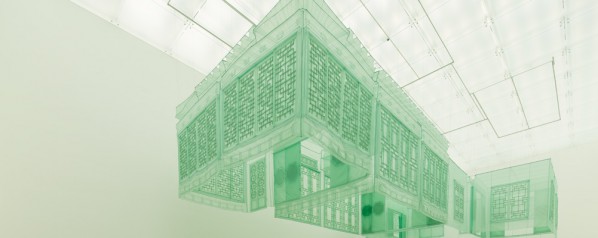 Do Ho Suh, Seoul Home, 2012; silk, metal structures, 1457x717x391cm