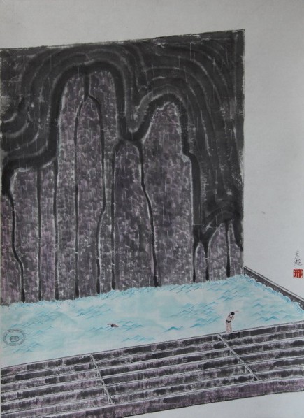 Xing Yanchao, the Summer Annals of the Year of Wood Horse No.1 – Swimming, 38x52 cm, ink and wash on paper Xing Yanchao, the Summer Annals of the Year of Wood Horse No.1 – Swimming, 38x52 cm, ink and wash on paper