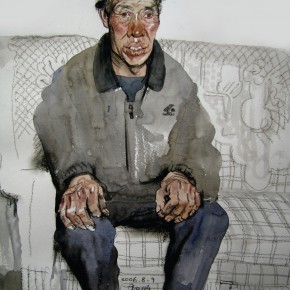 18 Li Xiaolin, “The Miner Li Erhai”, watercolor, pastel, 41 x 33 cm, 2006