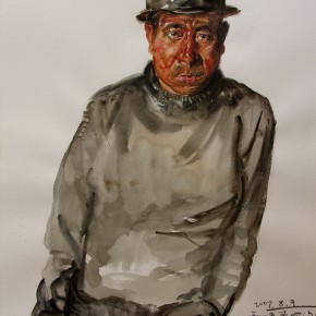 19 Li Xiaolin, “The Miner of the Pithead”, watercolor, pastel, 54 x 47 cm, 2007