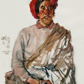 20 Li Xiaolin, “A Kamba Man”, watercolor, 54 x 48 cm, 2011
