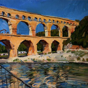 39 Li Xiaolin, “Pont du Gard”, oil painting, 51 x 61 cm, 2012