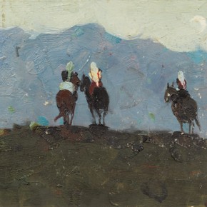 100 Wen Lipeng, Returning Late, oil on cardboard, 22.8 x 33.8 cm, 1961