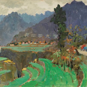 107 Wen Lipeng, Mountain Road No.1, oil on cardboard, 35.1 x 53.6 cm, 1976