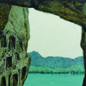 118 Wen Lipeng, Longmen Grottoes, oil on cardboard, 39.1 x 54.2 cm, 1981