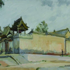 119 Wen Lipeng, The Place Where Martyr Liu Hulan Fought During Her Death, oil on cardboard, 36.7 x 55.6 cm, 1976