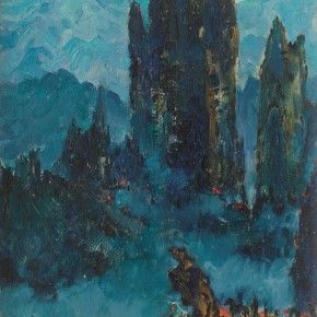 128 Wen Lipeng, Winds and Clouds of Huangshan Mountain, 49.6 x 37.2 cm, 1962