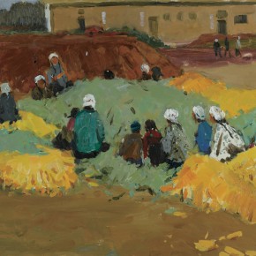 140 Wen Lipeng, Peeling the Corns, oil on cardboard, 39.5 x 53.5 cm, 1976