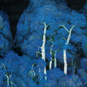 148 Wen Lipeng, Midnight Birches, oil and mixed media on canvas, 130 x 162 cm, 2007