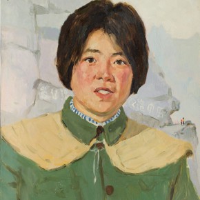 20 Wen Lipeng, The Platoon Leader of Female Digging Stone Team Song Baoxian, oil on cardboard, 51 x 38.3 cm, 1975