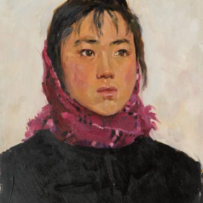 21 Wen Lipeng, Bao’e of Female Digging Stone Team, oil on cardboard, 32 x 41 cm, 1975