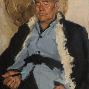 26 Wen Lipeng, The Senior Man Covered by the Leather, oil on cardboard, 73 x 57.5 cm, 1975