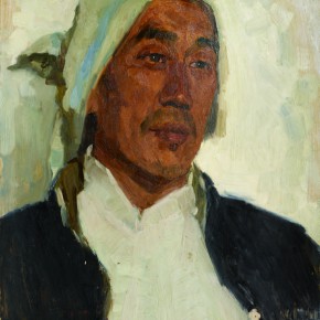 27 Wen Lipeng, The Farmer Covered by the Black Cloth, oil on cardboard, 45 x 35 cm, 1973