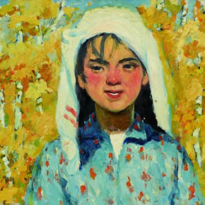 28 Wen Lipeng, The Girl with a White Headband, oil on cardboard, 31.6 x 41.3 cm, 1978