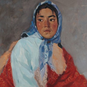 37 Wen Lipeng, The Blue Headband, oil on cardboard, 39 x 54 cm, 1978