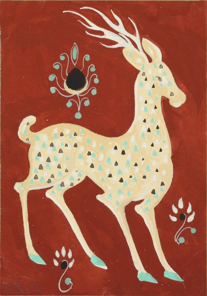 Saone Chang, Reproduction of A Deer of Nine Colors, Cave 257 of the North Wei Dynasty, 18 x 13 cm