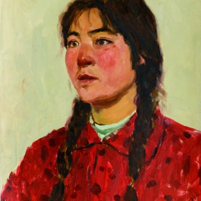 40 Wen Lipeng, A Warrior of Female Digging Stone Team in Hui County, oil on cardboard, 45.7 x 36 cm, 1975