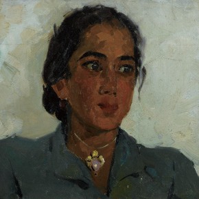 56 Wen Lipeng, The Uyghur Girl Wearing a Green Cloth, oil on cardboard, 28 x 36 cm, 1962