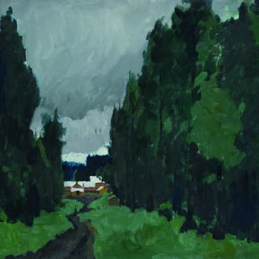 75 Wen Lipeng, The Path Leading to the Tree Farm, oil on cardboard, 40.3 x 52.3 cm, 1980