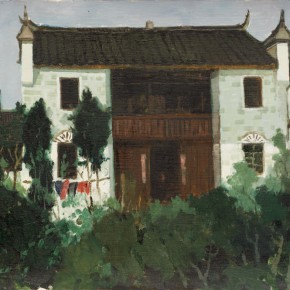 86 Wen Lipeng, The Local-Style Dwelling House in Fenghuang, oil on cardboard, 40 x 52.6 cm, 1981