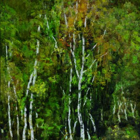 88 Wen Lipeng, The Birches, oil on cardboard, 72.5 x 60.5 cm, 1996