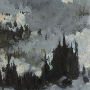 93 Wen Lipeng, Heavy Clouds Covering the Snow Mountain, oil on cardboard, 29.2 x 33 cm, 1973