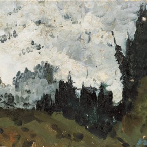 96 Wen Lipeng, Under the Snow Mountains, oil on cardboard, 32 x 23.5 cm, 1961