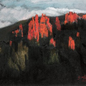 98 Wen Lipeng, The Setting Sun Never Changes, oil on cardboard, 27 x 35 cm, 2002