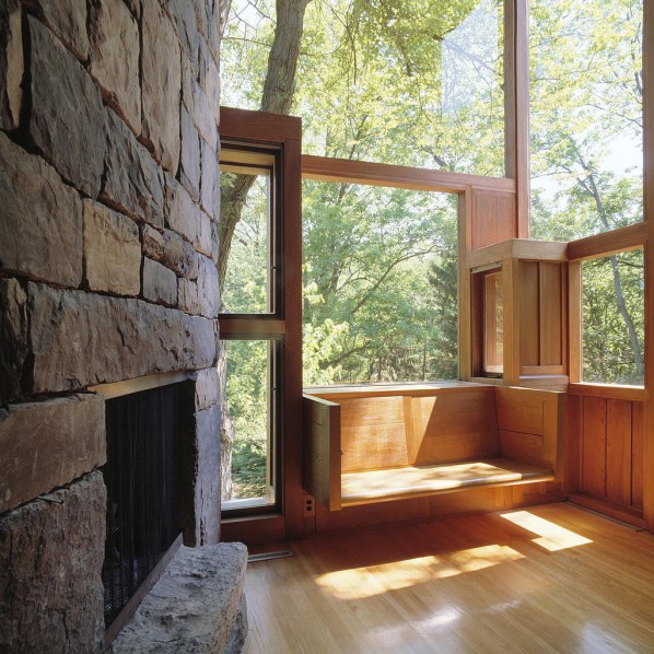 Living-room of the Norman and Doris Fisher House, Hatboro, Pennsylvania, Louis Kahn, 1960-67 © Grant Mudford